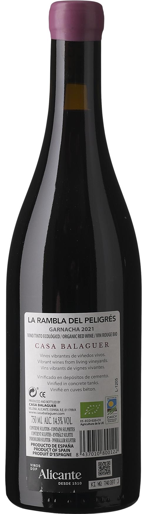 Casa Balaguer La Rambla del Peligrés, økologisk wine bottle