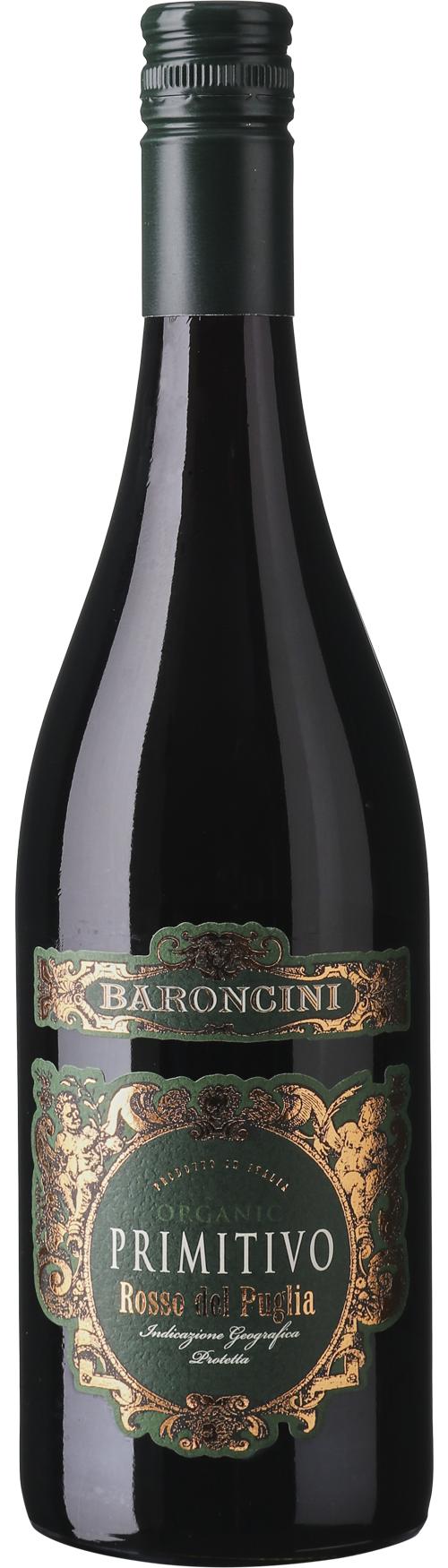 Baroncini Primitivo Organic Puglia IGP wine bottle