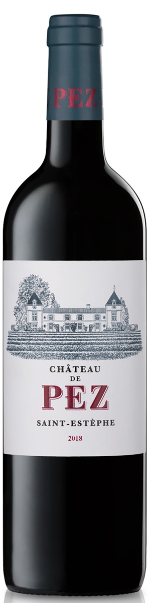 Chateau de Pez Saint-Estephe 2018 i trækasse wine bottle