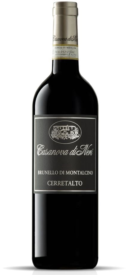Casanova di Neri Brunello di Montalcino Cerretalto 2018 i trækasse wine bottle