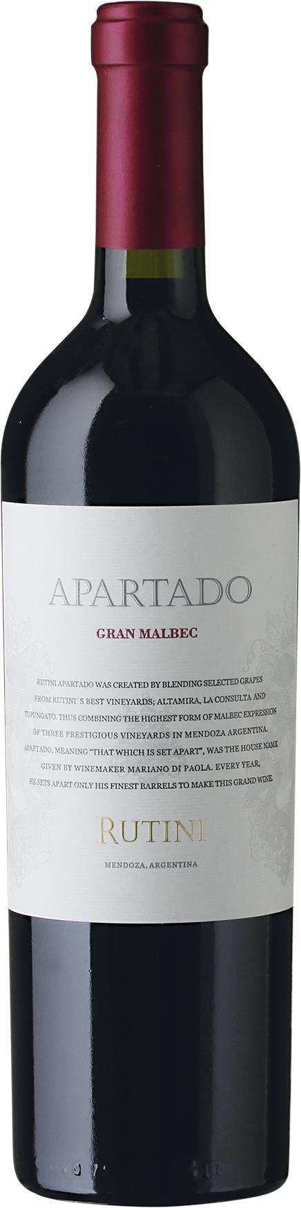 Rutini Apartado Gran Malbec wine bottle