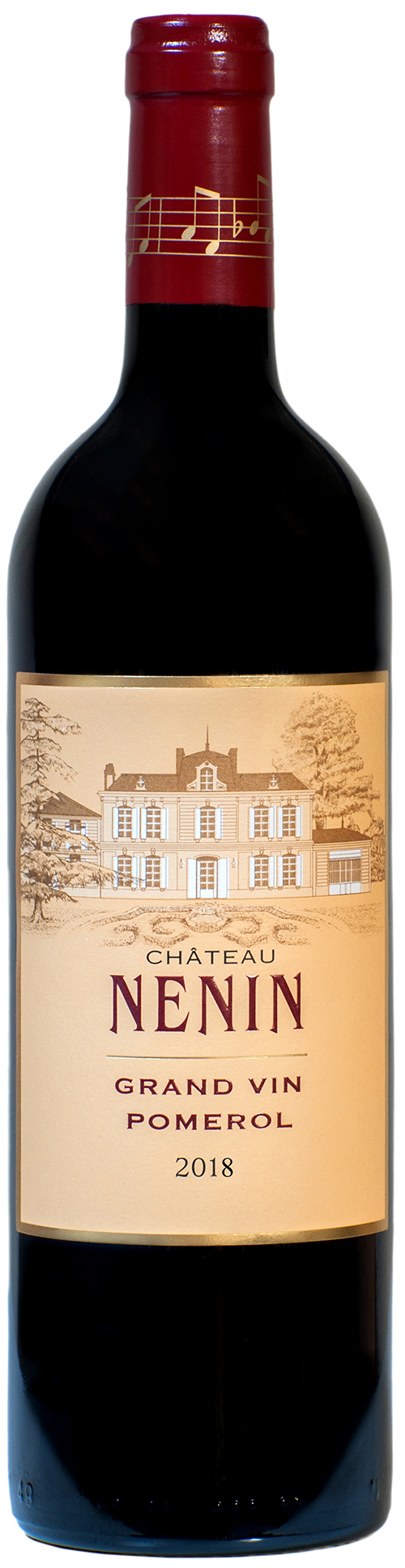 Chateau Nenin Pomerol 2018 i trækasse wine bottle
