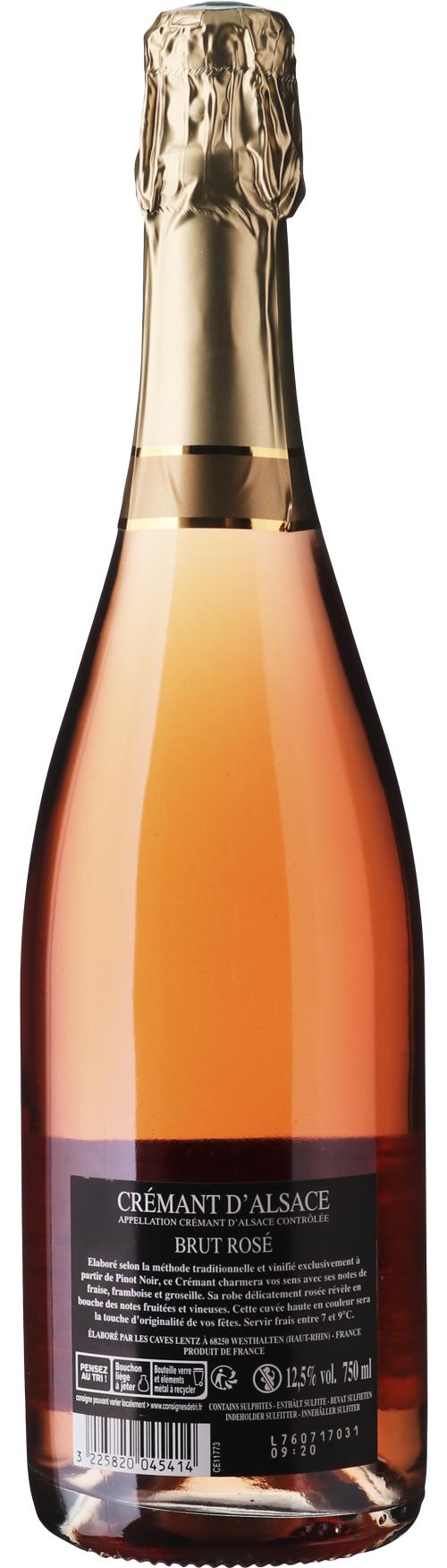 Lentz Crémant d'Alsace Brut Rosé wine bottle