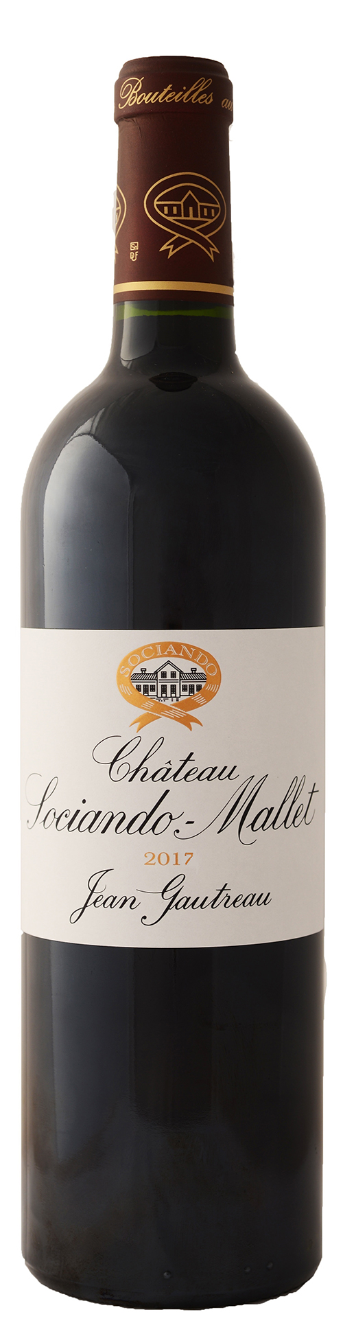 Chateau Sociando-Mallet Haut-Mèdoc 2017 i trækasse wine bottle