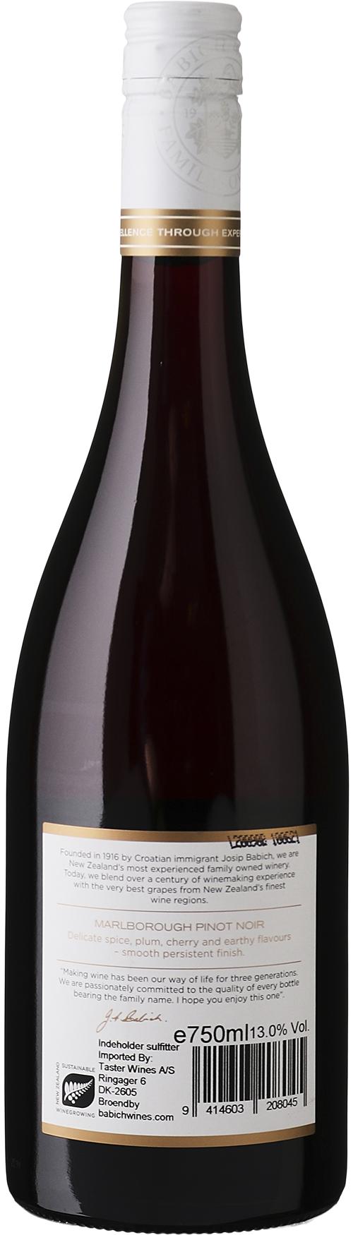 Babich Pinot Noir wine bottle