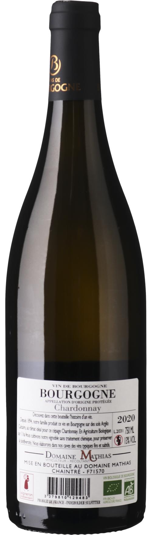 Domaine Mathias Bourgogne Chardonnay økologisk wine bottle