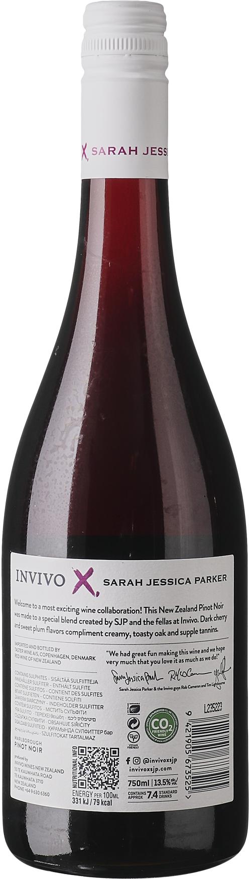 Invivo X, SJP Pinot Noir wine bottle