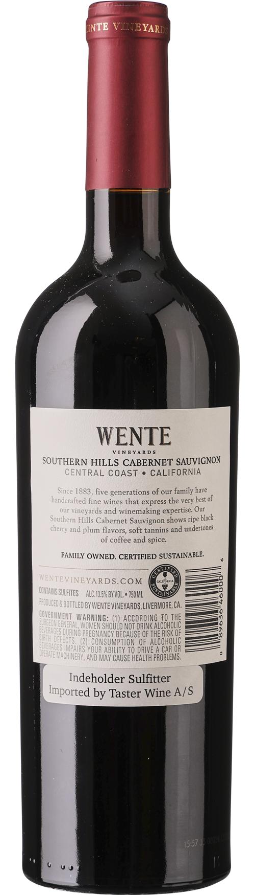 Wente Southern Hills Cabernet Sauvignon wine bottle