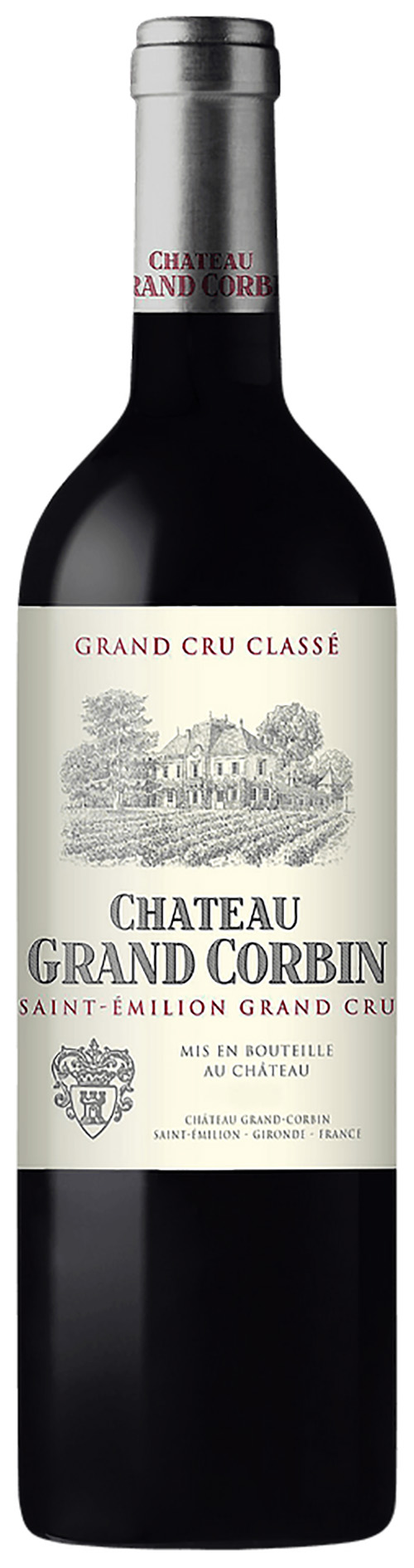 Chateau Grand Corbin Saint-Emilion Grand Cru Classé 2019 i trækasse wine bottle