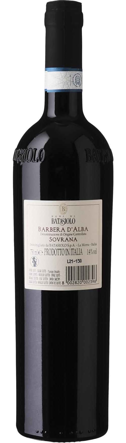 Beni di Batasiolo Barbera d'Alba Sovrana DOC wine bottle