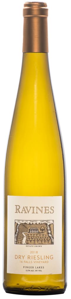 Ravines Dry Riesling 16 Falls Vineyard 2018 wine bottle