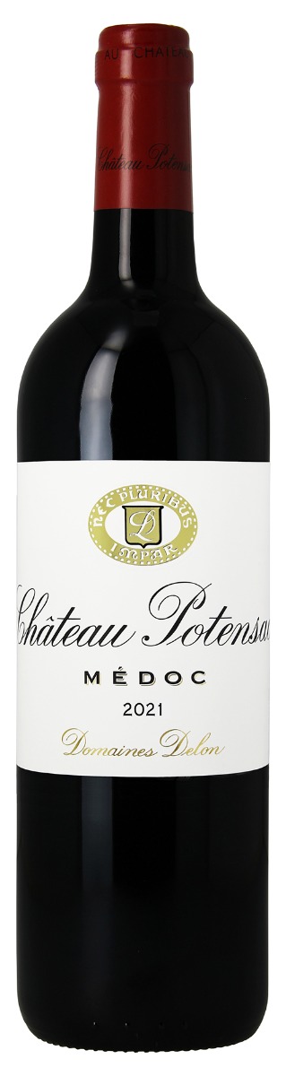 Chateau Potensac Médoc 2021 i trækasse wine bottle