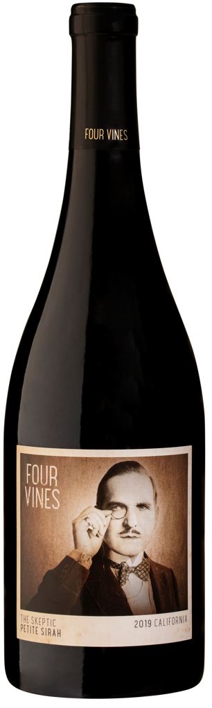 Four Vines Skeptic Petite Sirah 2019 wine bottle
