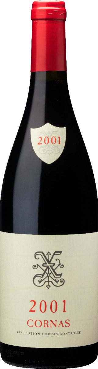 Xavier Cornas 2001 i trækasse wine bottle