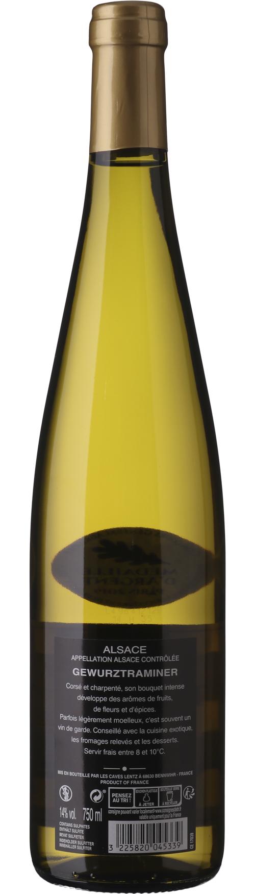 Lentz Gewürztraminer wine bottle