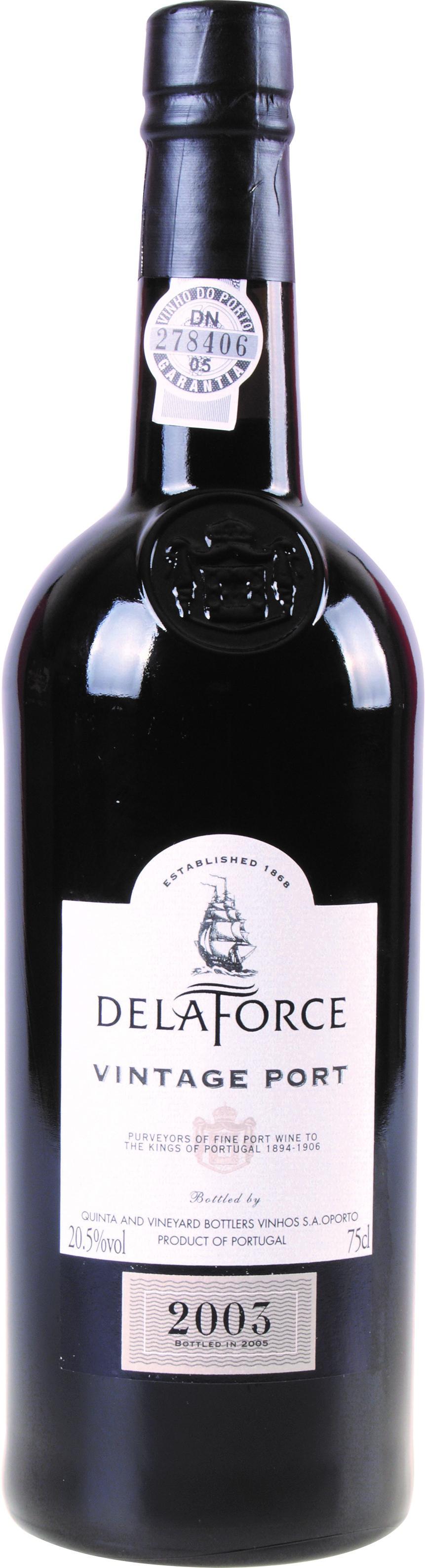 Delaforce Vintage Port 2003 wine bottle