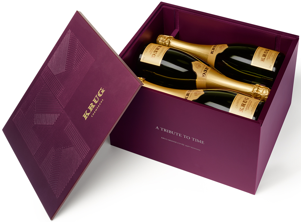 Krug "A tribute to time": Krug Grande Cuvée Champagne 162ème Edition - 3 fl. wine bottle