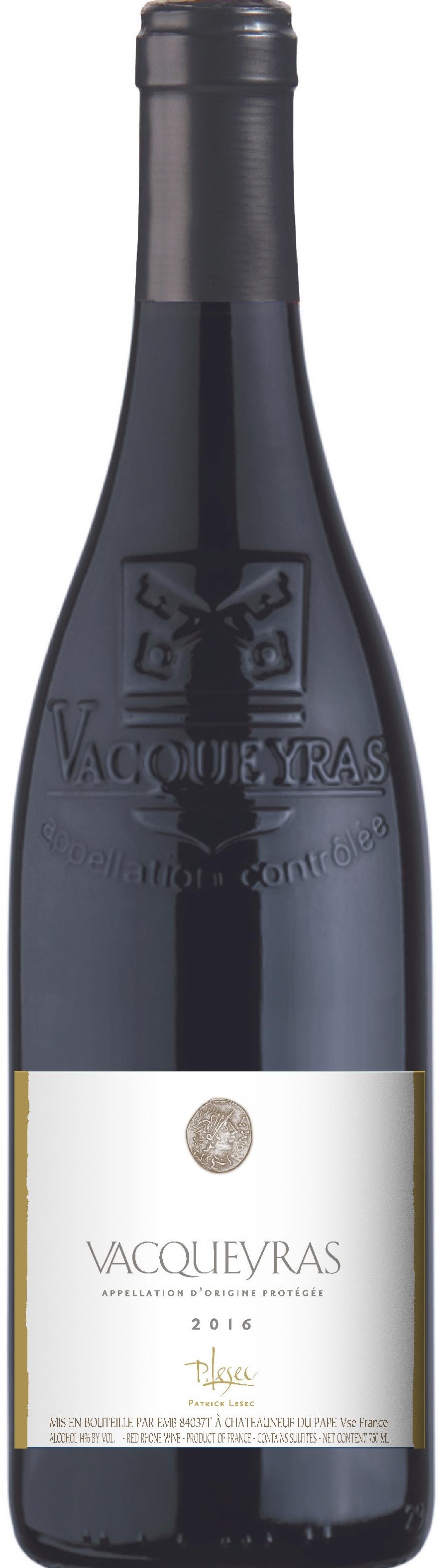 Patrick Lesec Vacqueyras Les Grandes Serres 2016 wine bottle