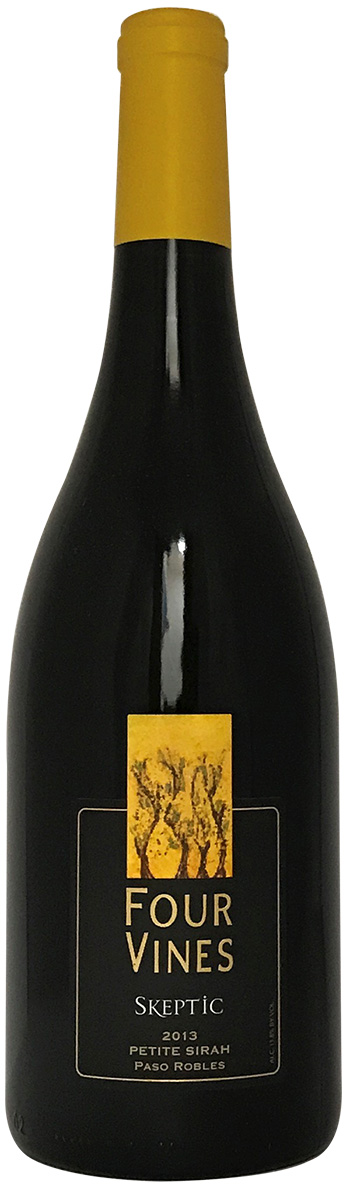 Four Vines Skeptic Paso Robles Petit Sirah 2013 wine bottle