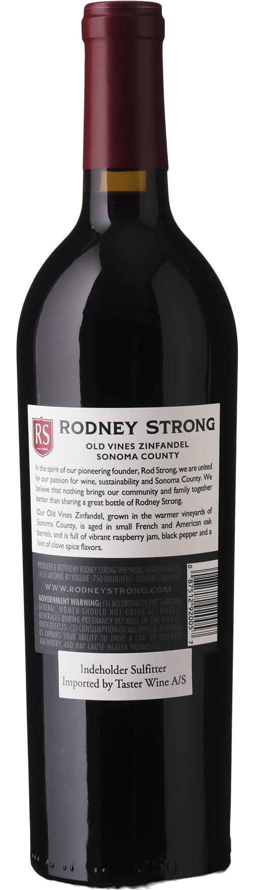 Rodney Strong Old Vines Zinfandel wine bottle
