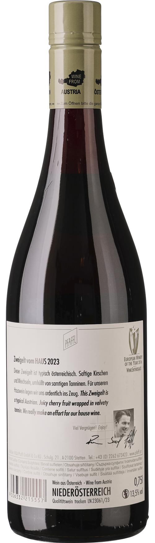 Pfaffl Zweigelt Vom Haus wine bottle