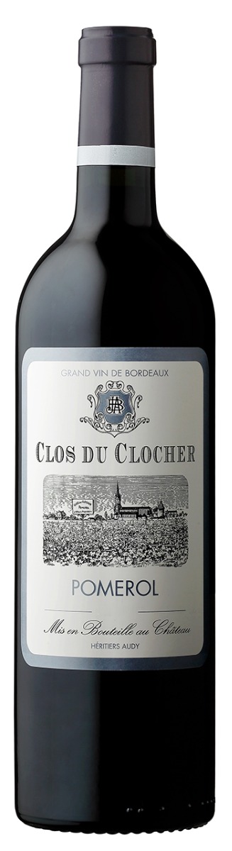 Clos du Clocher Pomerol 2020 i trækasse wine bottle