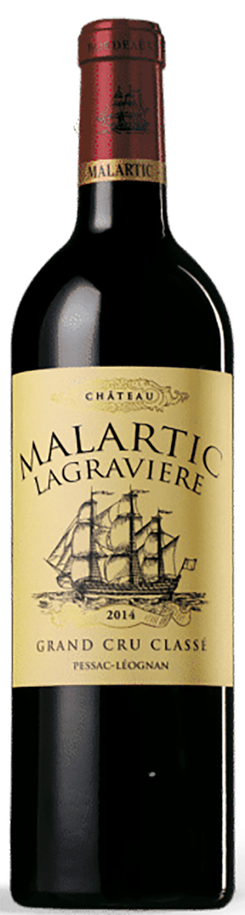 Chateau Malartic Lagraviere Pessac-Leognan Cru Classe Rouge 2014 i trækasse wine bottle