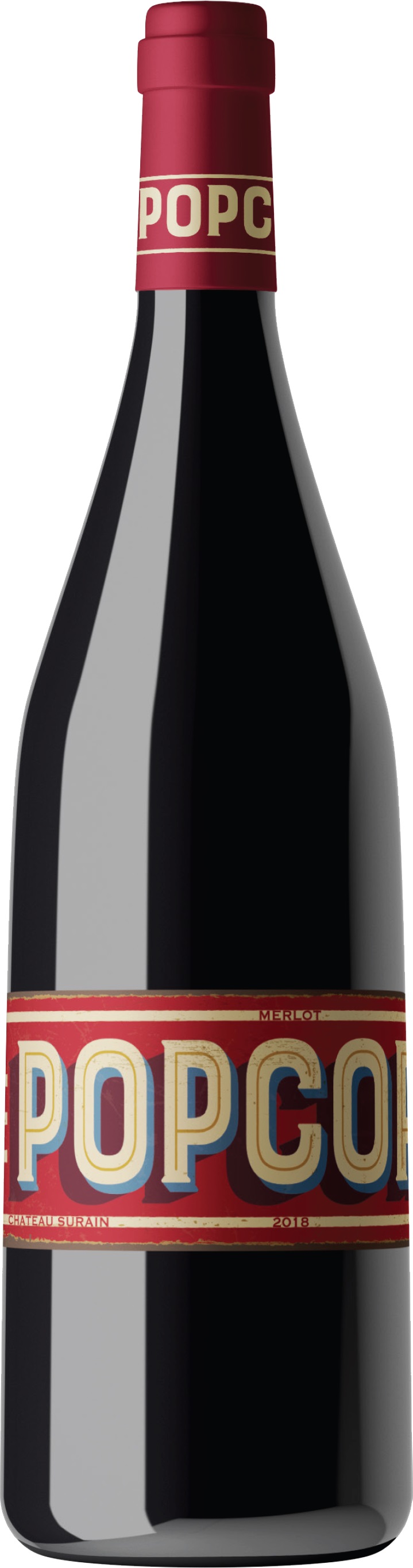 Chateau Surain Popcorn Merlot Bordeaux 2018 wine bottle