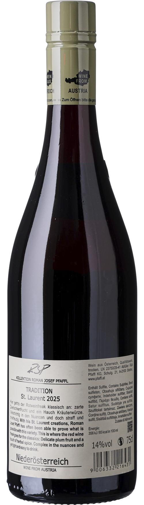Kollektion Roman Josef Pfaffl Tradition St. Laurent wine bottle