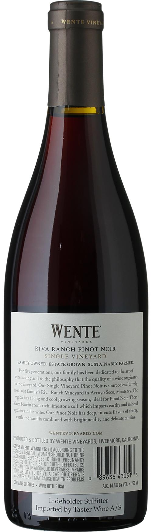 Wente Riva Ranch Pinot Noir wine bottle