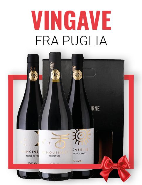Gavekasse med 3 skønne flasker fra Puglia wine bottle