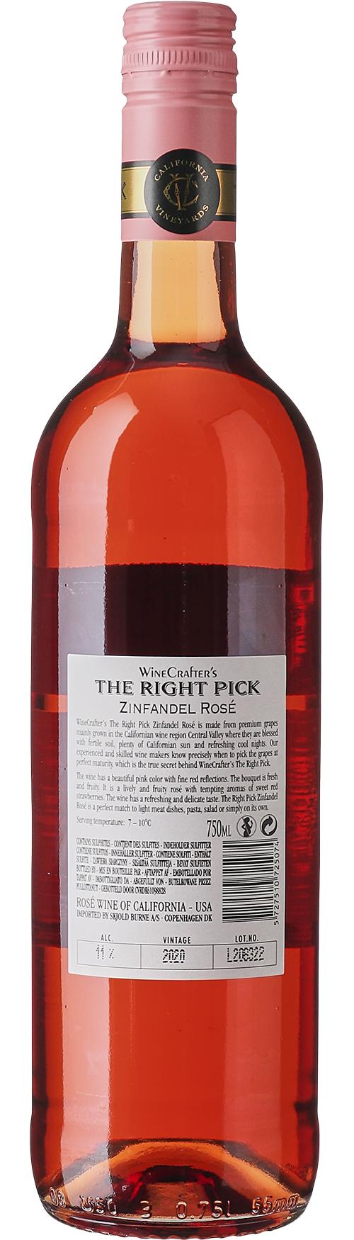 The Right Pick Zinfandel Rosé wine bottle