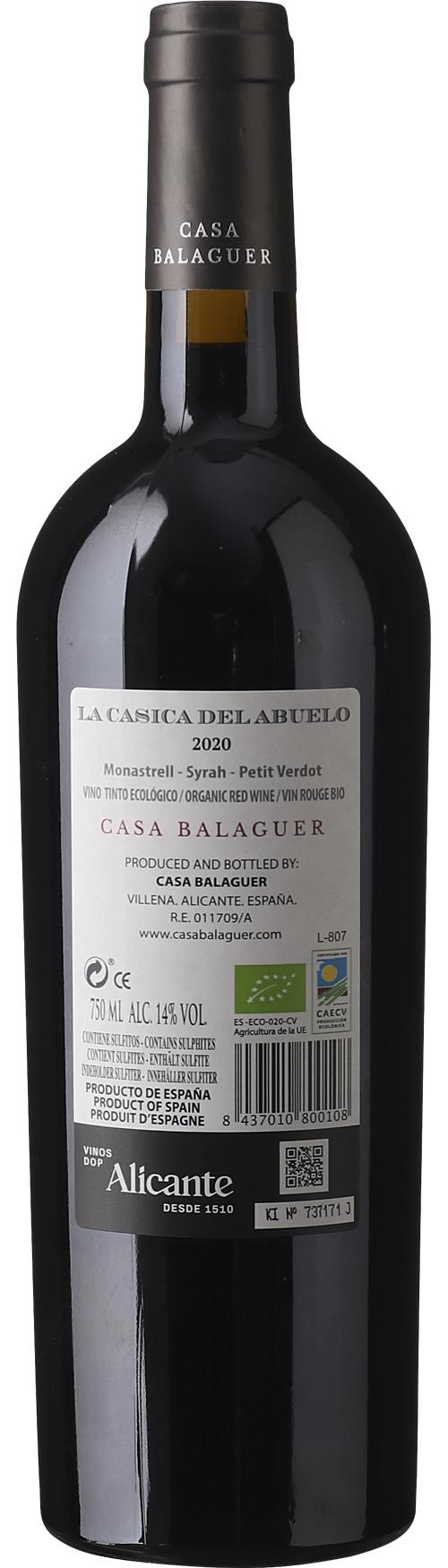 Casa Balaguer La Casica del Abuelo, økologisk / naturvin wine bottle