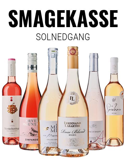 Solnedgang, smagekasse wine bottle