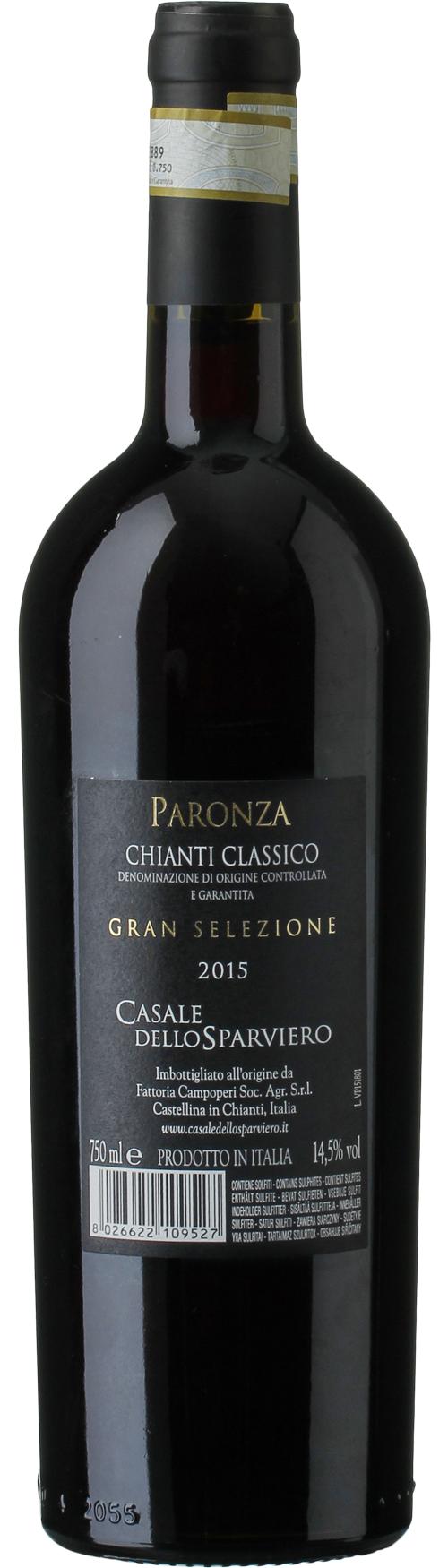 Gran Selezione Paronza Chianti Classico DOCG wine bottle