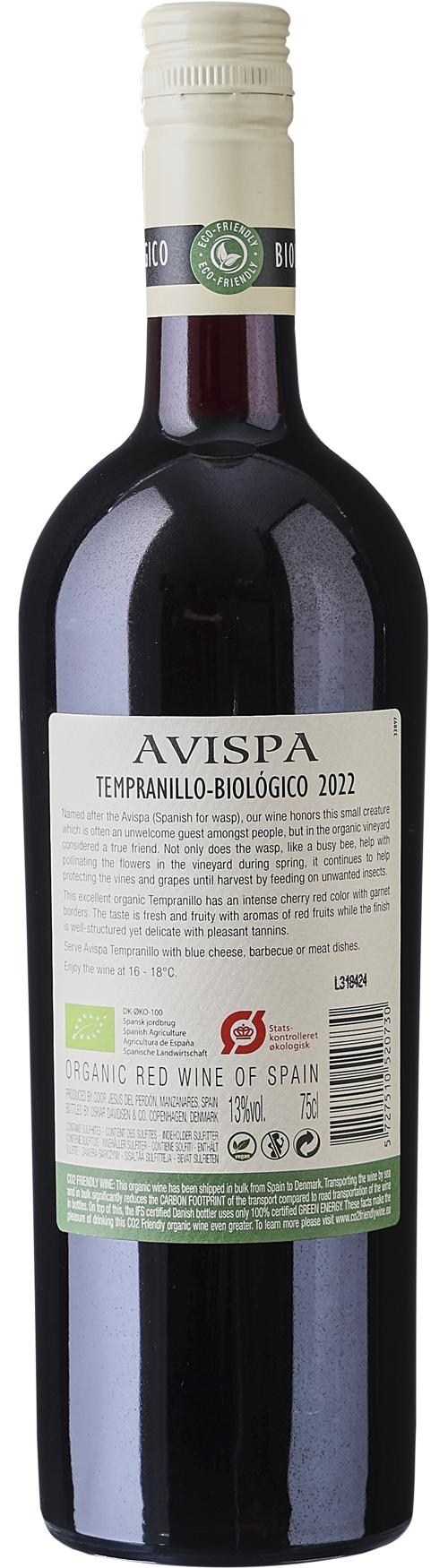 Avispa Tempranillo-Biológico wine bottle