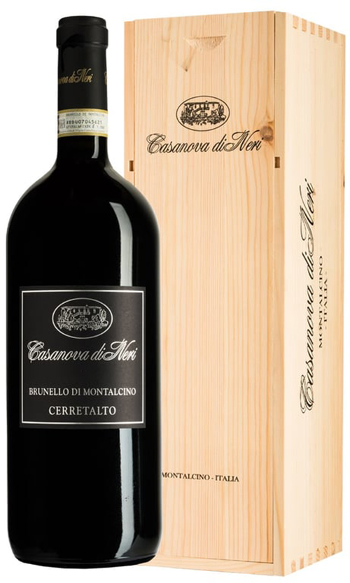 Casanova di Neri Brunello di Montalcino Cerretalto 2018 magnum i trækasse wine bottle