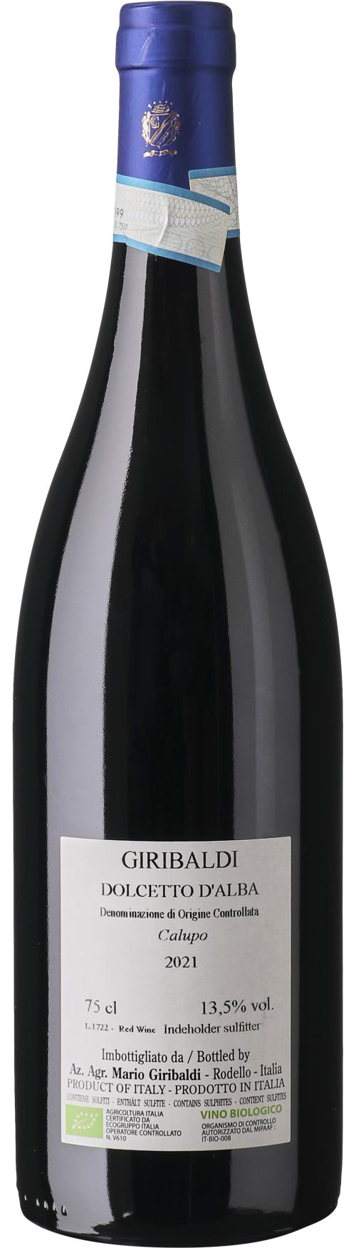 Azienda Agricola Mario Giribaldi Dolcetto d'Alba DOC Calupo økologisk wine bottle