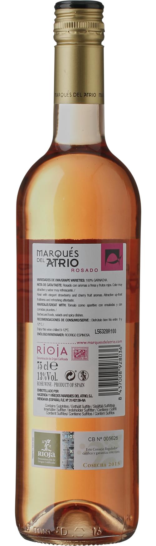 Marqués del Atrio Rosé wine bottle