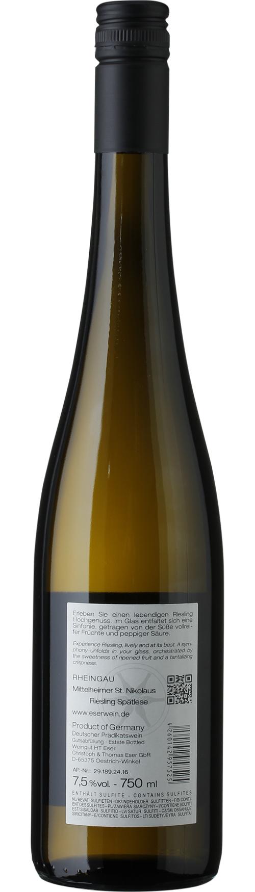 Eser St. Nikolaus Riesling Spätlese wine bottle