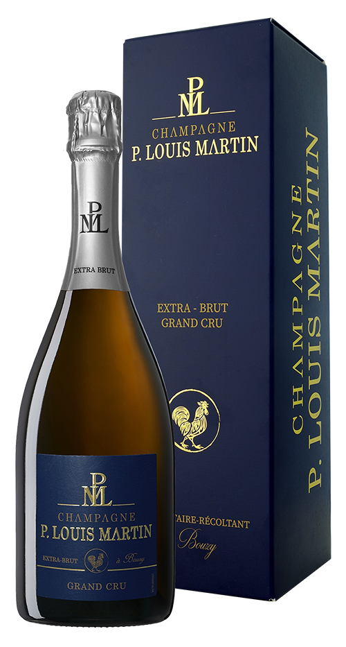 P. Louis Martin Champagne Grand Cru Brut, Bouzy i Gaveæske wine bottle