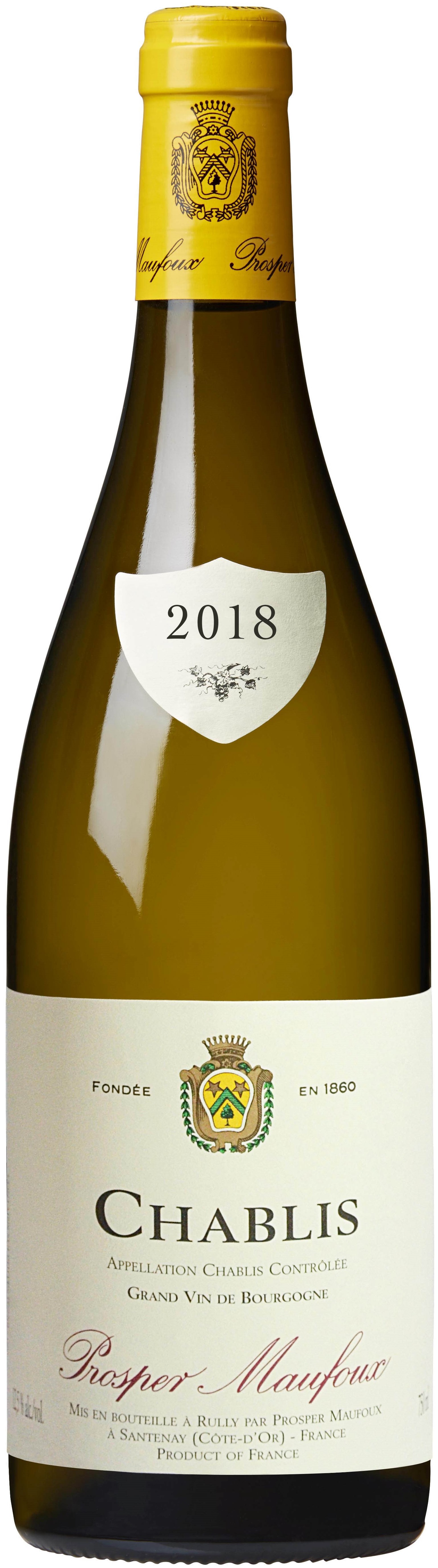 Prosper Maufoux Chablis 2018 wine bottle