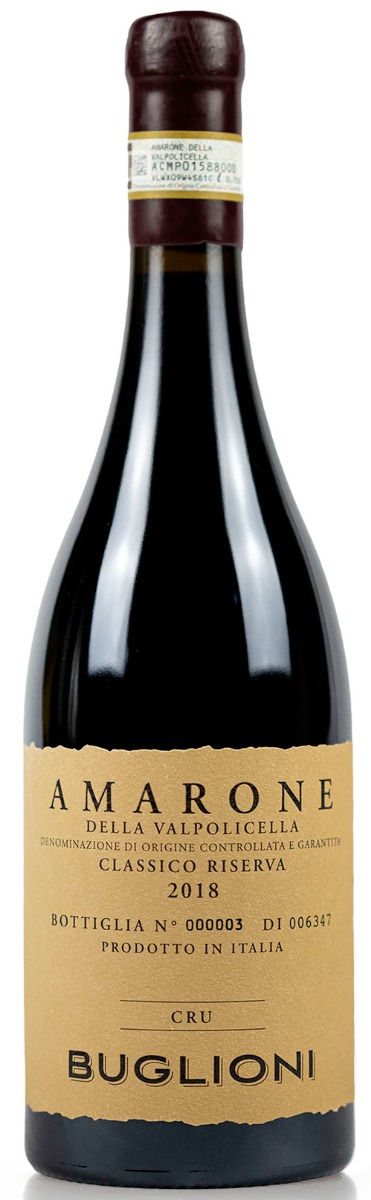Buglioni Amarone della Valpolicella Classico Riserva CRU 2018 ØKO wine bottle