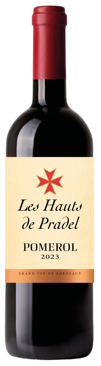Les Hauts de Pradel Pomerol 2023 wine bottle