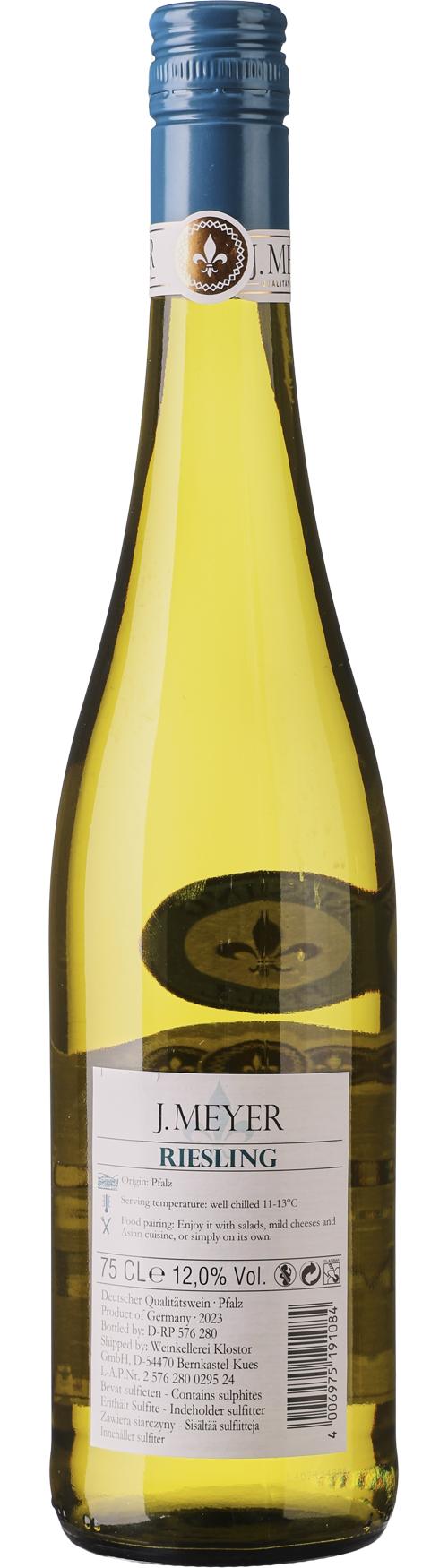 Moselland J. Meyer Qualitätswein Pfalz Riesling wine bottle