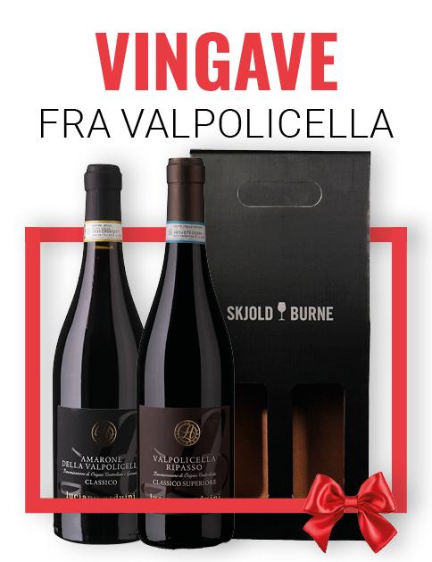 Gavekasse med 2 flasker vin fra Valpolicella wine bottle