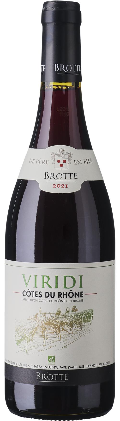 Brotte Viridi Côtes du Rhône økologisk wine bottle