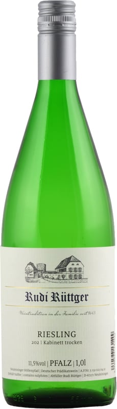Rudi Rüttger Riesling Kabinett trocken Pfalz 2022 - 1 liter wine bottle