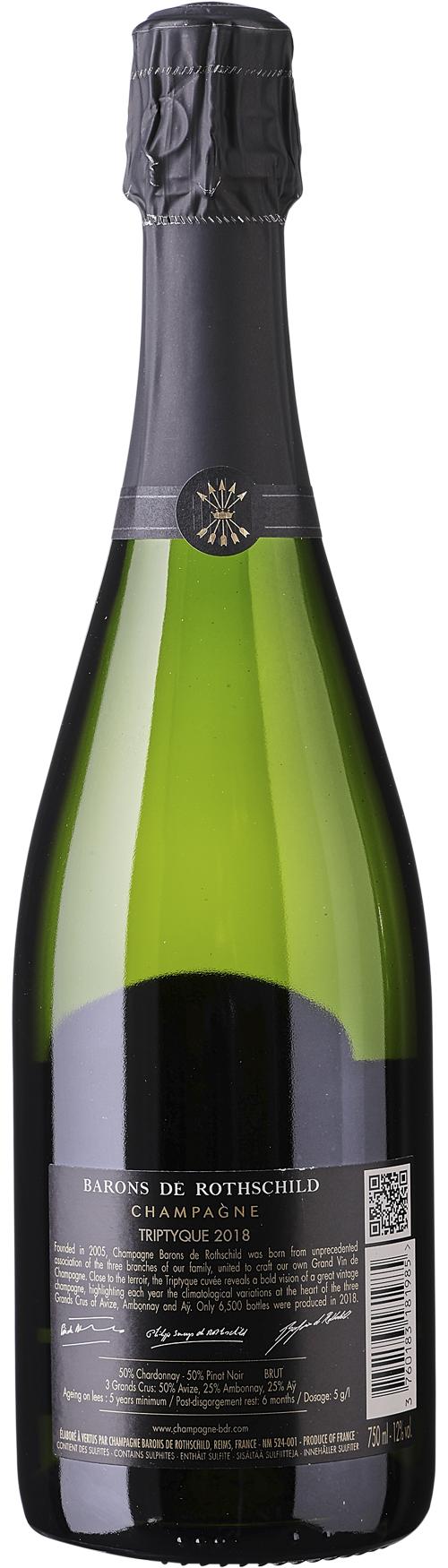 Champagne Barons de Rothschild Triptyque Avize, Ambonnay, Ay wine bottle
