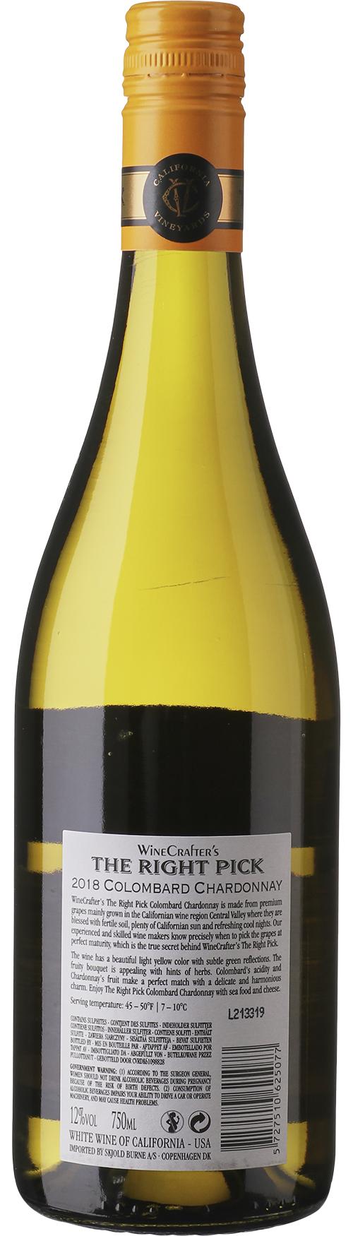 The Right Pick Colombard / Chardonnay wine bottle